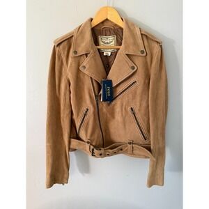 NWT $998 Polo Ralph Lauren Goat Suede Leather Motorcycle Jacket Size Small‎ Moto